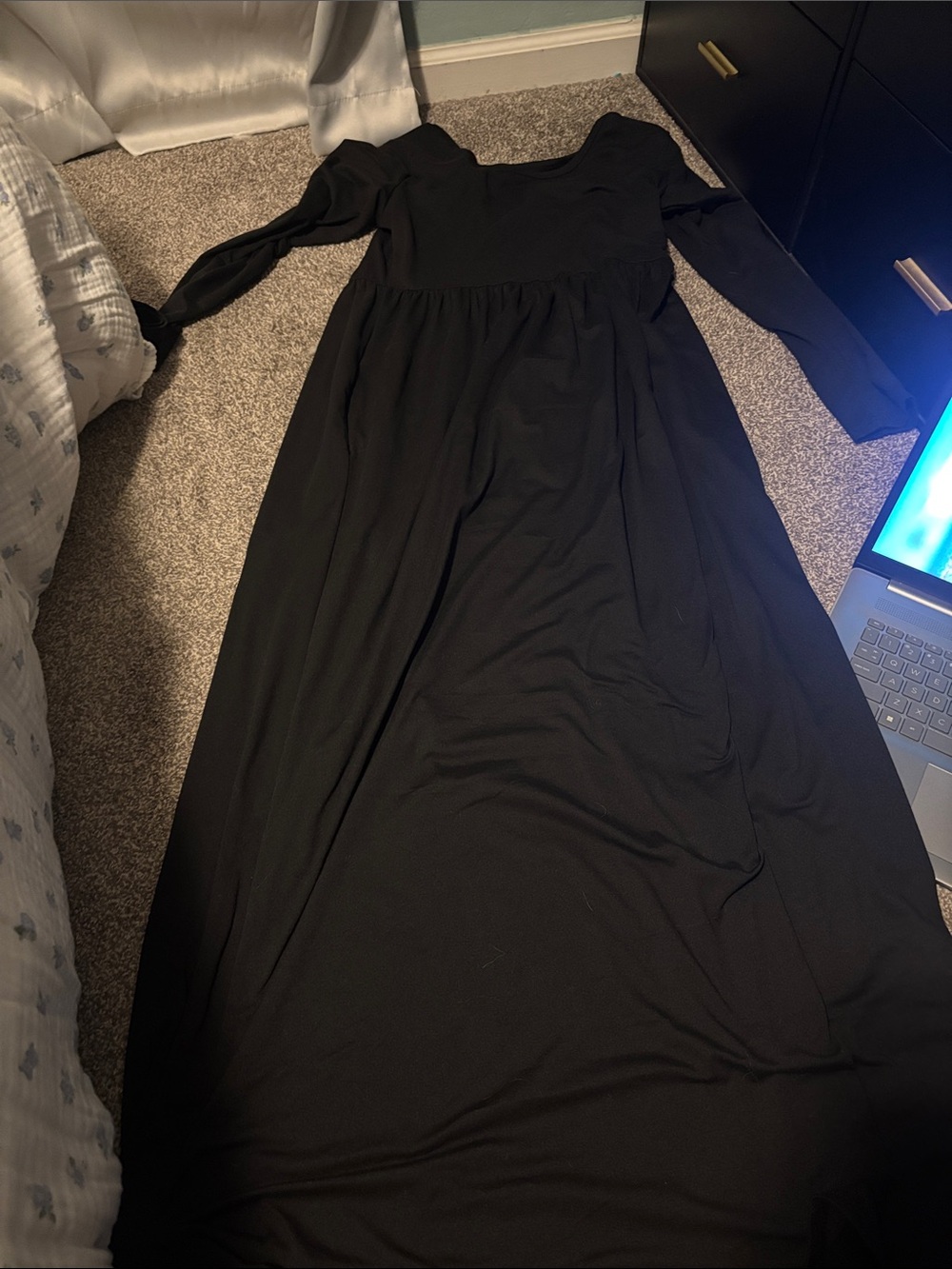 Women's Black Long Sleeve Maxi Dress -very modest
